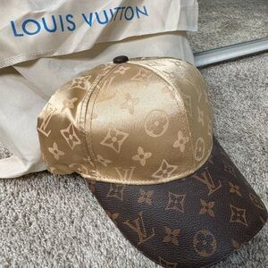 Louis Vuitton Gold Satin & Brown Monogram Baseball Cap